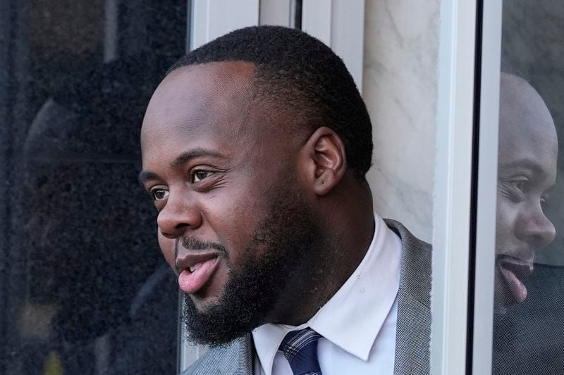 Former Memphis police officer Tadarrius Bean arrives at the federal courthouse for the second day of jury selection for the trial in the Tyre Nichols case Tuesday, Sept. 10, 2024, in Memphis, Tenn. (AP Photo/George Walker IV)