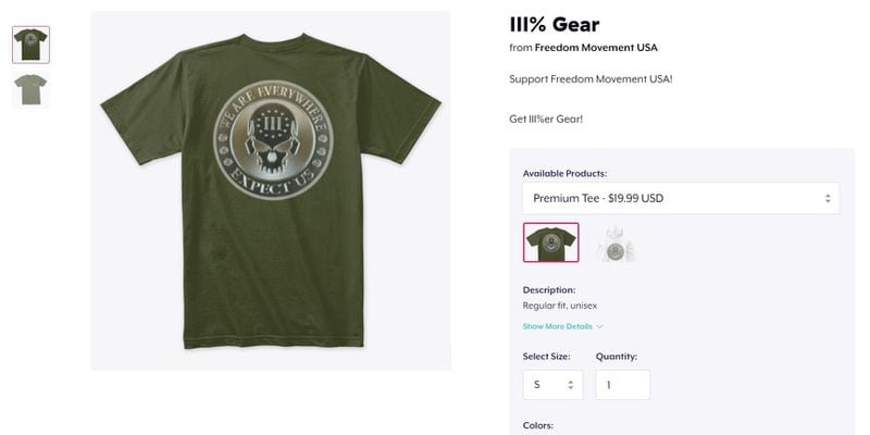 Third-party retailers sell militia merchandise online, even as such groups are increasingly banned from social media platforms.