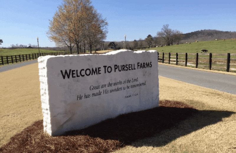  The welcome and farewell messages at Pursell Farms. Photos: Jennifer Brett
