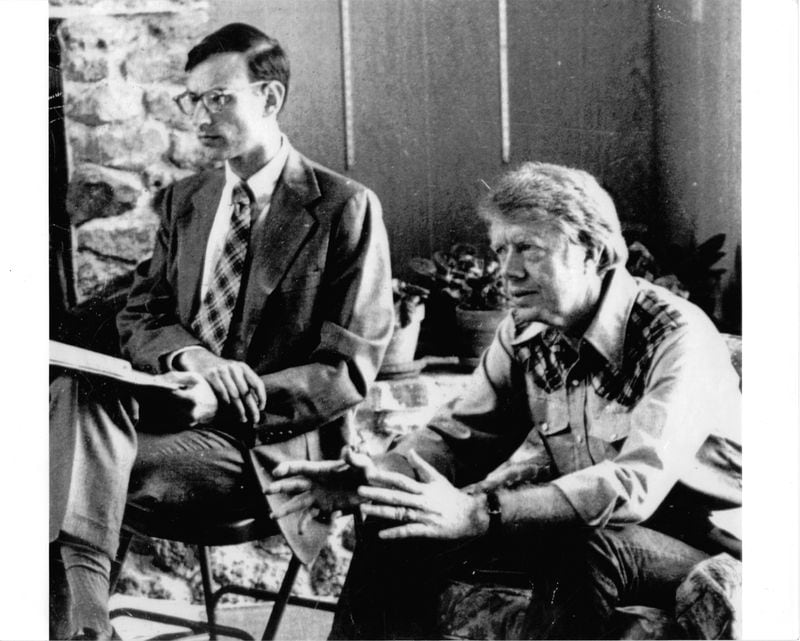 Stuart E. Eizenstat and Jimmy Carter at the Carter home in Plains, Ga., in 1976. (Courtesy)