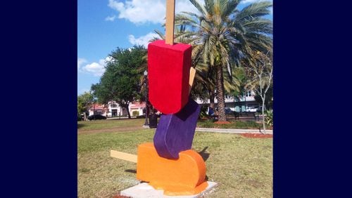 “Ice Pops” by artist Craig Gray in Riverside Park is one of 10 sculptures in this year’s ArtAround Roswell Sculpture Tour. An opening celebration is set for 11:30 a.m., April 14, at Riverside Park. ROSWELL ARTS FUND