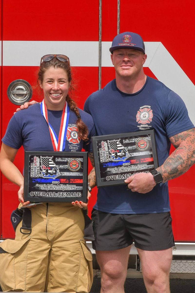 Top Finishers in the Georgia Police and Fire Games on June 19, 2024 were Claire Droppleman with a time of 4:56 and Justin Pollock with a time of 2:26. (Photo Courtesy of Darrell Roaden)