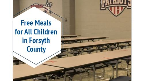 All Forsyth County schoolchildren are eligible for free breakfast and lunch through the last day of school in May or until federal funds run out, the school district announced.