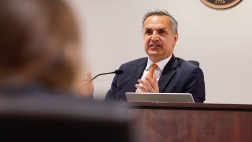 Judge Michael Malihi conducts a ballot challenge hearing Monday for Claudia de la Cruz. The hearing will help determine whether independent and third-party presidential candidates such as Robert F. Kennedy Jr. will appear on the Georgia ballot in November. (Natrice Miller/ AJC)