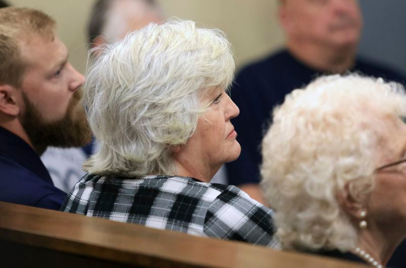 Colleen Nick attends a press conference at the headquarters of the Alma Police Department on Tuesday, Oct. 1, 2024, in Alma, Ark., about the 1995 kidnapping of her daughter Morgan Nick. (Colin Murphey/Arkansas Democrat-Gazette via AP)