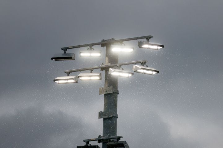 Rain has delayed the beginning of the Atlanta Open tennis tournament at Atlantic Station on Sunday, July 21, 2024. 
(Miguel Martinez / AJC)