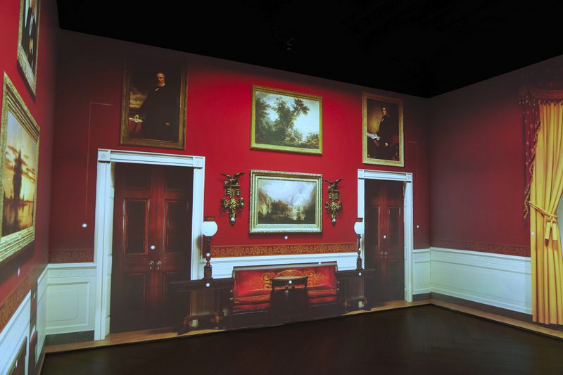 The White House Red Room as is today, shown at The People's House exhibit, Monday, Sept. 16, 2024 in Washington. (AP Photo/Jose Luis Magana)