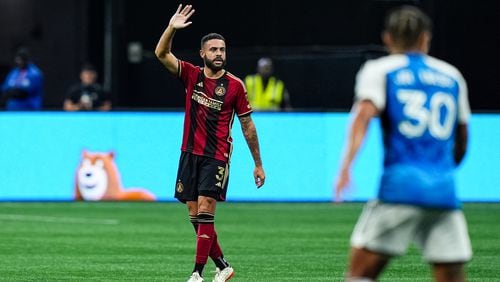 Atlanta United defender Derrick Williams during the first half of the match against the Charlotte FC at Mercedes-Benz Stadium in Atlanta, GA on Sunday June 2, 2024. (Photo by  Madelaina Polk/Atlanta United)