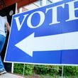 A person enters the Israel Baptist Church in Dekalb County during the Georgia primary elections on Tuesday, May 21, 2024.
(Miguel Martinez / AJC)