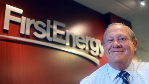 FILE - FirstEnergy Corp. President and CEO Charles "Chuck" Jones is photographed at the company's Akron, Ohio, headquarters in 2015. (Phil Masturzo/Akron Beacon Journal via AP, File)