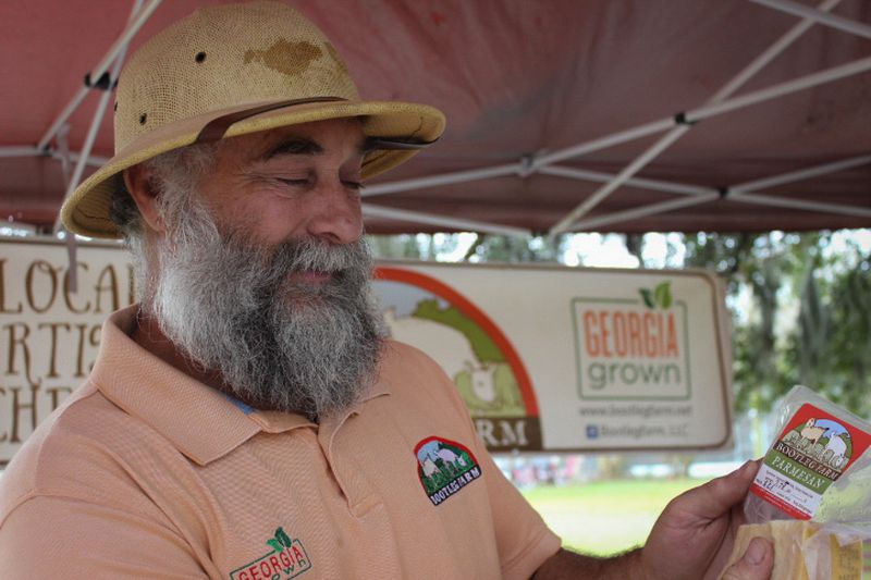 Richard Cowart of Bootleg Farms, a dairy goat operation in Springfield, is a popular vendor at the Forsyth Farmers Market. (Courtesy of Forsyth Farmers Market)