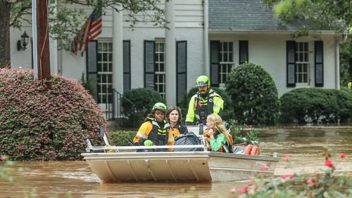 Atlanta fire rescue came to the aid of Hyde Manor residents trapped by Hurricane Helene's floodwaters Friday morning.