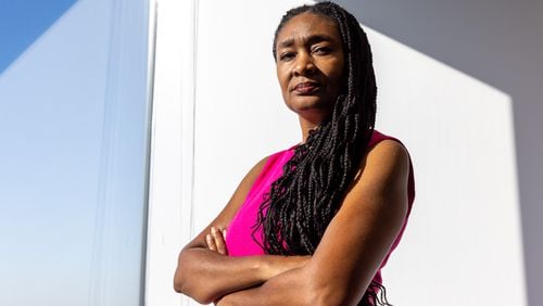 Barbara Jones-Brown, founder and CEO of Freeing Returns, poses for a portrait at her office building in Atlanta on Thursday, April 20, 2023. (Arvin Temkar / arvin.temkar@ajc.com)