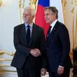 FILE -US Secretary of State Antony Blinken poses with Czech President Peter Pavel, left, before their meeting at Prague Castle, in Prague, Czech Republic, May 30, 2024. (AP Photo/Petr David Josek, Pool), File)