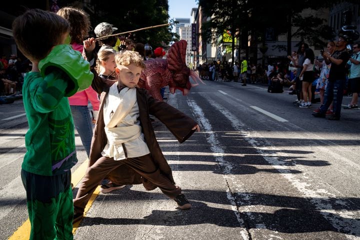 Thousands lined up along Peachtree Street Saturday morning for the annual Dragon Con parade.