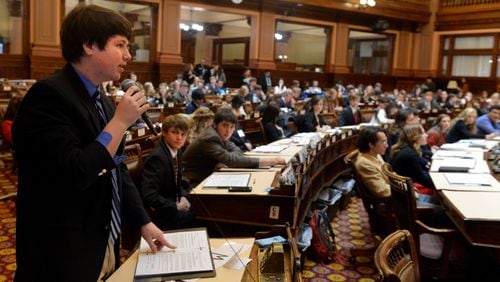 The Georgia Youth Assembly, shown here meeting in 2013 at the Capitol, provides students in grades 9-12 the opportunity to learn about state government. Students discuss current issues with state administrators, elected officials and students from high schools across Georgia. AJC file photo.
