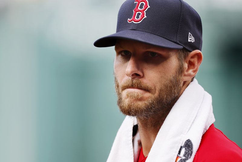 Boston Red Sox's Chris Sale before a baseball game against the Baltimore Orioles, Saturday, April 1, 2023, in Boston. (AP Photo/Michael Dwyer)