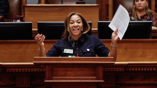 State Rep. Mesha Mainor won two terms in the Georgia House running as a Democrat. Now, she's seeking reelection as a Republican after switching parties last year. (Natrice Miller/AJC)