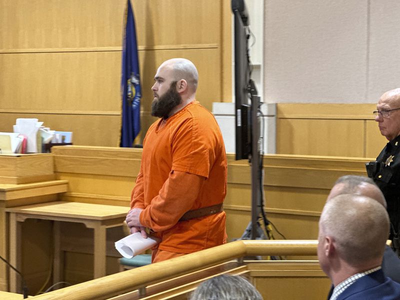 Joseph Eaton, who confessed to killing four people and injuring three others, is seen in court for a change-of-plea court hearing on Monday, July 1, 2024, in West Bath, Maine. (AP Photo/David Sharp)