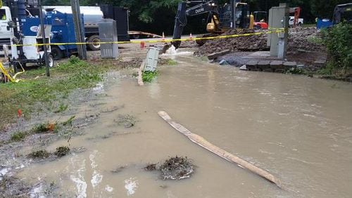 Officials believe the water main break at Henderson Mill and Evans roads has been fixed. (Credit: @ItsInDeKalb)