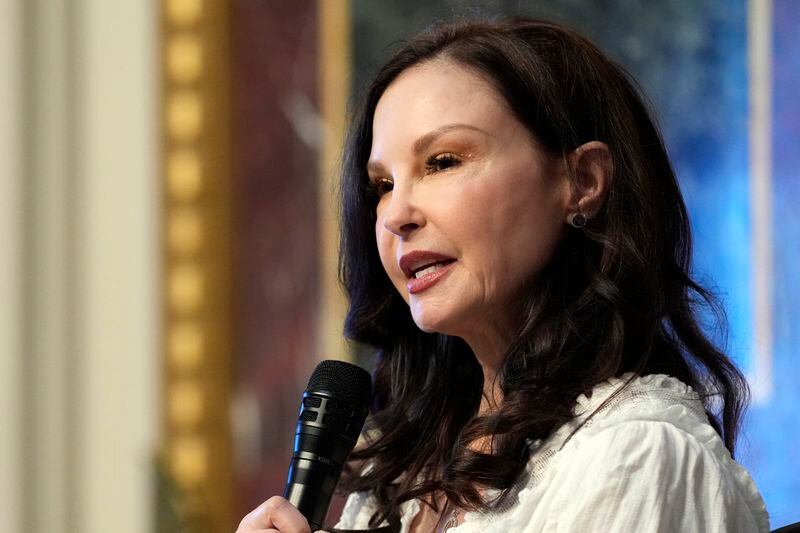 FILE - Ashley Judd speaks during an event on the White House complex in Washington, Tuesday, April 23, 2024. Judd is adding her voice to calls for President Joe Biden to step aside from the presidential race following his performance in last month's debate. Judd wrote in an opinion piece for USA Today on Friday, July 12, that she worries the Democrat could lose to Republican Donald Trump in November. Judd did not suggest a replacement for Biden atop the ticket. (AP Photo/Susan Walsh, File)