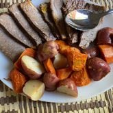 The General Muir’s family-style brisket dinner comes with potatoes and carrots. CONTRIBUTED BY BOB TOWNSEND