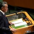 China's Minister for Foreign Affairs Wang Yi addresses the 79th session of the United Nations General Assembly, Saturday, Sept. 28, 2024. (AP Photo/Pamela Smith)