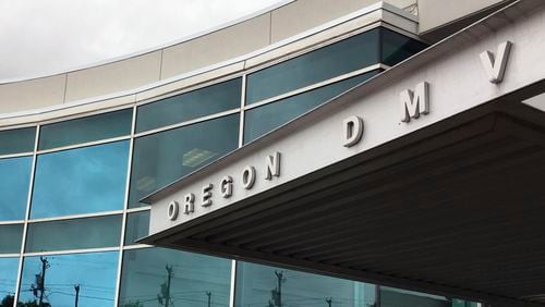 FILE--This June 15, 2017, file photo shows the headquarters of Oregon's Driver and Motor Vehicles Division in Salem, Ore. (AP Photo/Andrew Selsky, File)