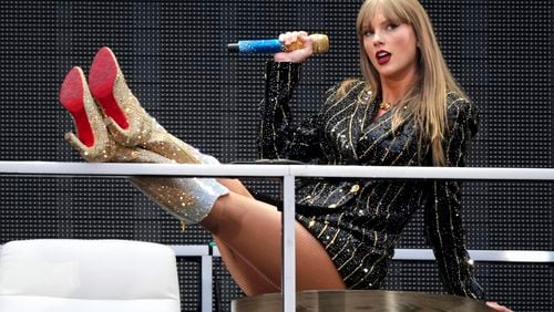 Taylor Swift performs at Wembley Stadium as part of her Eras Tour on Friday, June 21, 2024, in London. On Tuesday night, Sept. 10, 2024, after the presidential debate, Swift announced she would be voting for Kamala Harris. (Photo by Scott A Garfitt/Invision/AP, File)