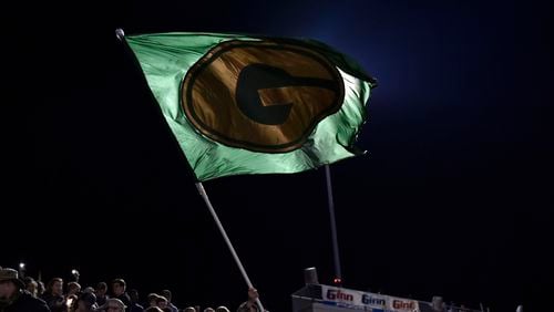 Grayson students and fans celebrate after during a state semifinal game between Grayson and Mill Creek in this AJC file photo.