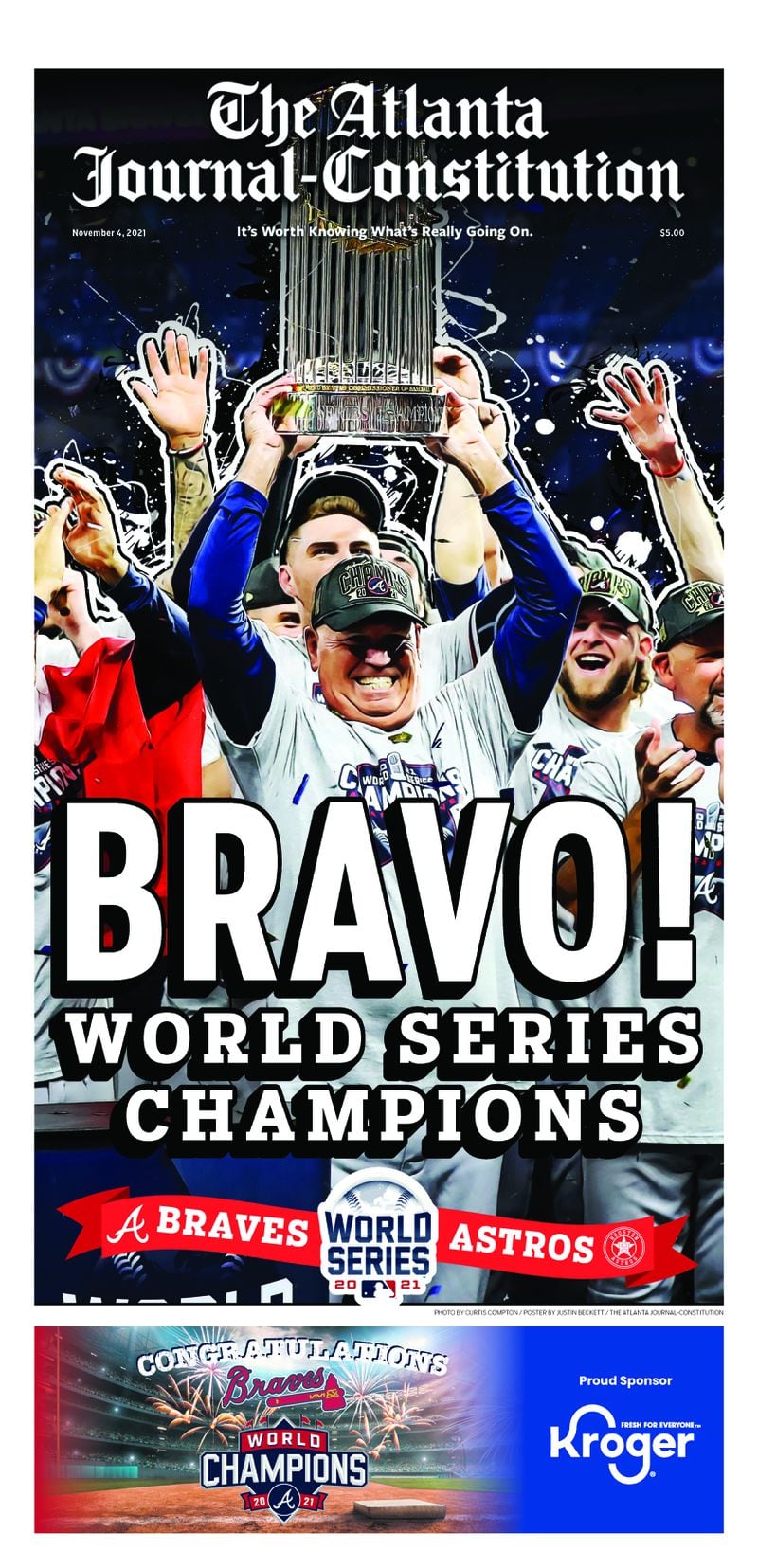 A Braves celebration section for AJC subscribers in Thursday’s print editions