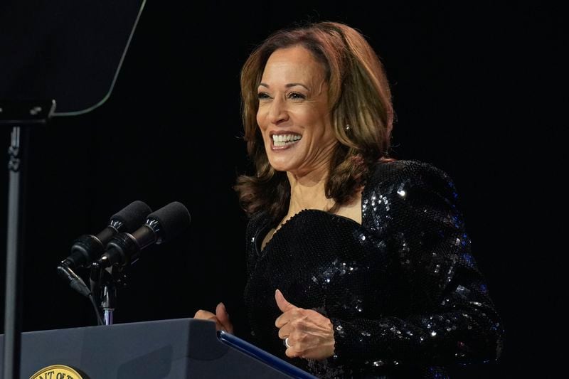 Democratic presidential nominee Vice President Kamala Harris speaks during the Congressional Black Caucus Foundation Phoenix Awards, Saturday, Sept. 14, 2024. (AP Photo/Jacquelyn Martin)