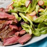 Broiled Flank Steak with Punchy Green Salad (Chris Hunt for The Atlanta Journal-Constitution)