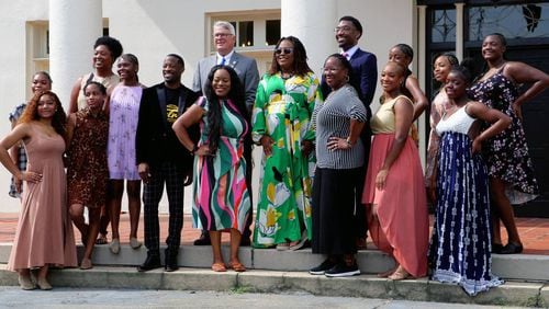 Participants in the press conference for this year’s Juneteenth celebration in Columbus, Georgia gather for a group photo. (Photo Courtesy of Mike Haskey)