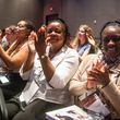 Audience members applaud during Gwinnett County Public Schools' new teacher orientation in Duluth on Thursday, July 18, 2024. (Ziyu Julian Zhu / AJC)