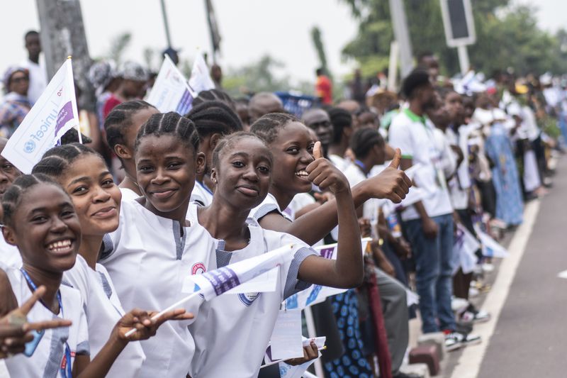 FILE -Well-wishers wait for Pope Francis in Kinshasa, Congo, on Jan. 31, 2023. (AP Photo/Samy Ntumba Shambuyi, File)