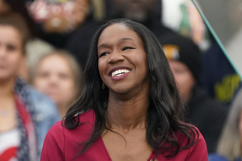 FILE - Democratic Michigan Supreme Court then-candidate Kyra Harris Bolden is seen during a Get Out the Vote rally, Oct. 29, 2022, in Detroit. (AP Photo/Carlos Osorio, File)