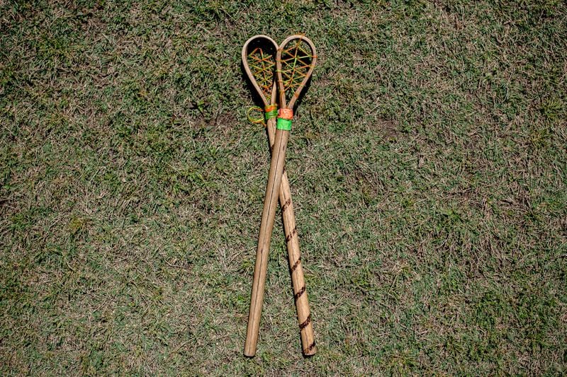 A pair of sticks used in the Native American sport of stickball. Courtesy of Kyle Hess/Georgia Swarm