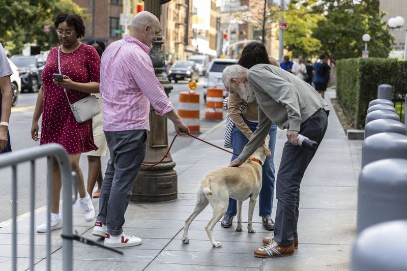 David Letterman arrives at federal court in New York, Monday Sept. 16, 2024. (AP Photo/Stefan Jeremiah)