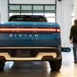 A Rivian R1T truck is seen at a media event marking the opening of the company’s new showroom at Ponce City Market in Atlanta on Thursday, October 19, 2023. (Arvin Temkar / arvin.temkar@ajc.com)