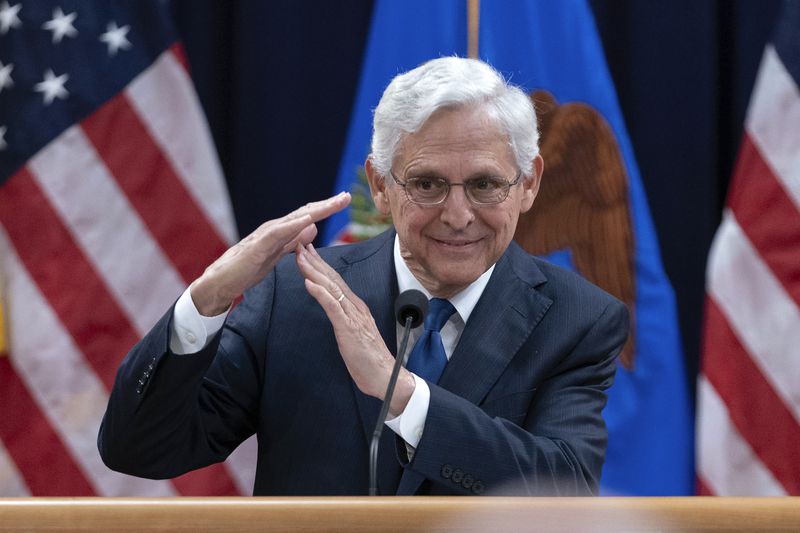 Attorney General Merrick Garland speaks to the U.S. Attorneys who have gathered for their annual conference at the Department of Justice headquarters in Washington, Thursday, Sept. 12, 2024. (AP Photo/Jose Luis Magana)