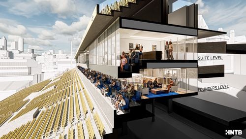 An artist rendering of planned renovations at Georgia Tech's Bobby Dodd Stadium.