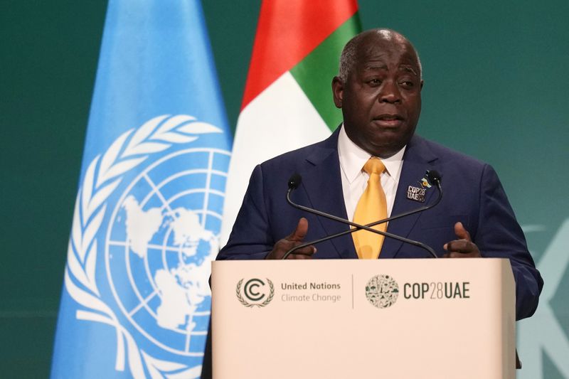 FILE - Bahamas Prime Minister Philip Davis speaks during a plenary session at the COP28 U.N. Climate Summit in Dubai, United Arab Emirates, Dec. 2, 2023. (AP Photo/Rafiq Maqbool, File)