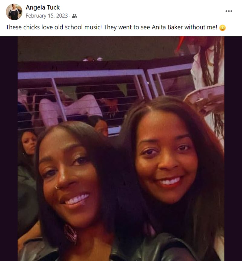 Angela Tuck's daughters attended Anita Baker's 2023 Valentine's Day concert in Atlanta.
