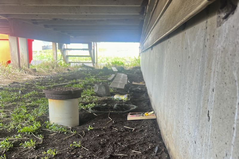 This June 2024 photo provided by Aleut Community of St. Paul Island Ecosystem Conservation Office shows a rat trap that was placed under a residential building on St. Paul Island, Alaska, after a resident reported an alleged sighting. (Aleut Community of St. Paul Island Ecosystem Conservation Office via AP)