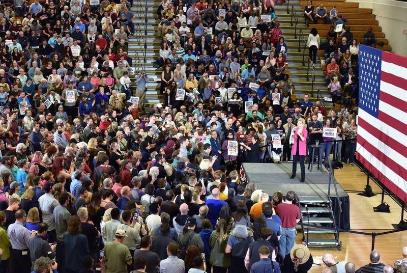 Democratic presidential candidate Elizabeth Warren speaks to supporters at a rally at Central Gwinnett High School on Saturday, February 16, 2019. She is the first of the 2020 presidential candidates to make a public visit to Georgia after formally entering the race. (Photo: HYOSUB SHIN / HSHIN@AJC.COM)