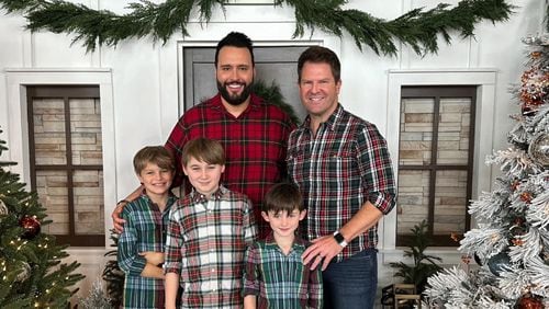 WANF anchor Blair Miller and his husband Johnathan Bobbitt-Miller with their children Cash, Zeke and Jamison. CONTRIBUTED