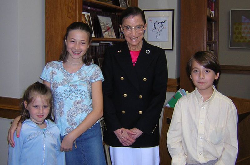 Naomi Shavin mailed a letter to Supreme Court Justice Ruth Bader Ginsburg at age 5 and in 2003 she and her siblings met her role model in her chambers. (Handout)