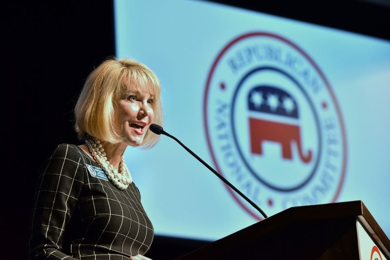 Ginger Howard speaks during Trump Victory Asian Pacific American Community Outreach & TVLI training event at City Springs on Saturday, September 28, 2019. (Hyosub Shin / Hyosub.Shin@ajc.com)