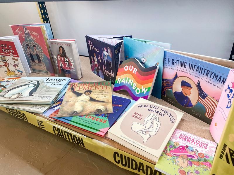 Various challenged children's books are displayed at the White Rose Books & More bookstore in Kissimmee, Fla. on Wednesday, May 22, 2024. (Erin Decker/White Rose Books & More via AP)